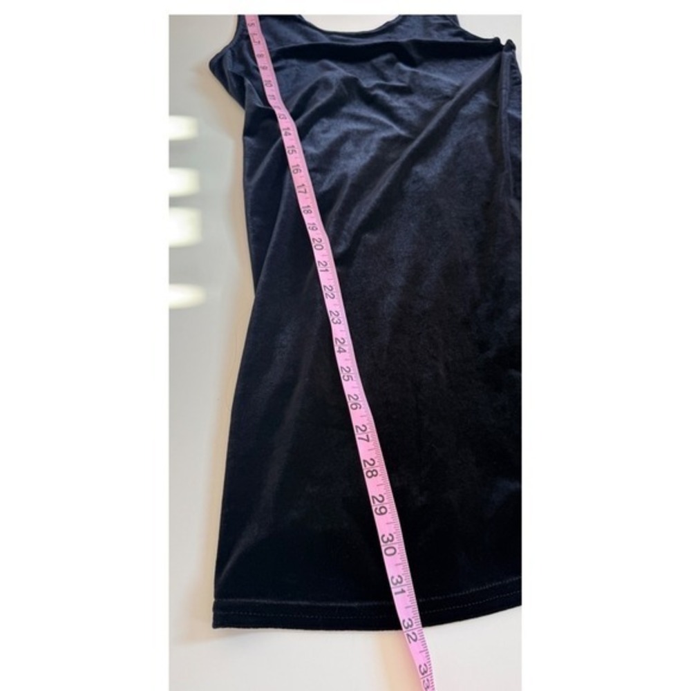 VTG USA Laurel California Grunge Goth Black Velvet Sleeveless Mini Shift Dress M - Picture 10 of 11